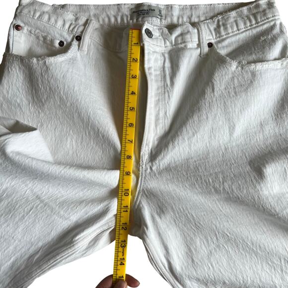 Abercrombie & Fitch The 90's Straight Ultra High Rise Jeans White 16 Short - Picture 9 of 10